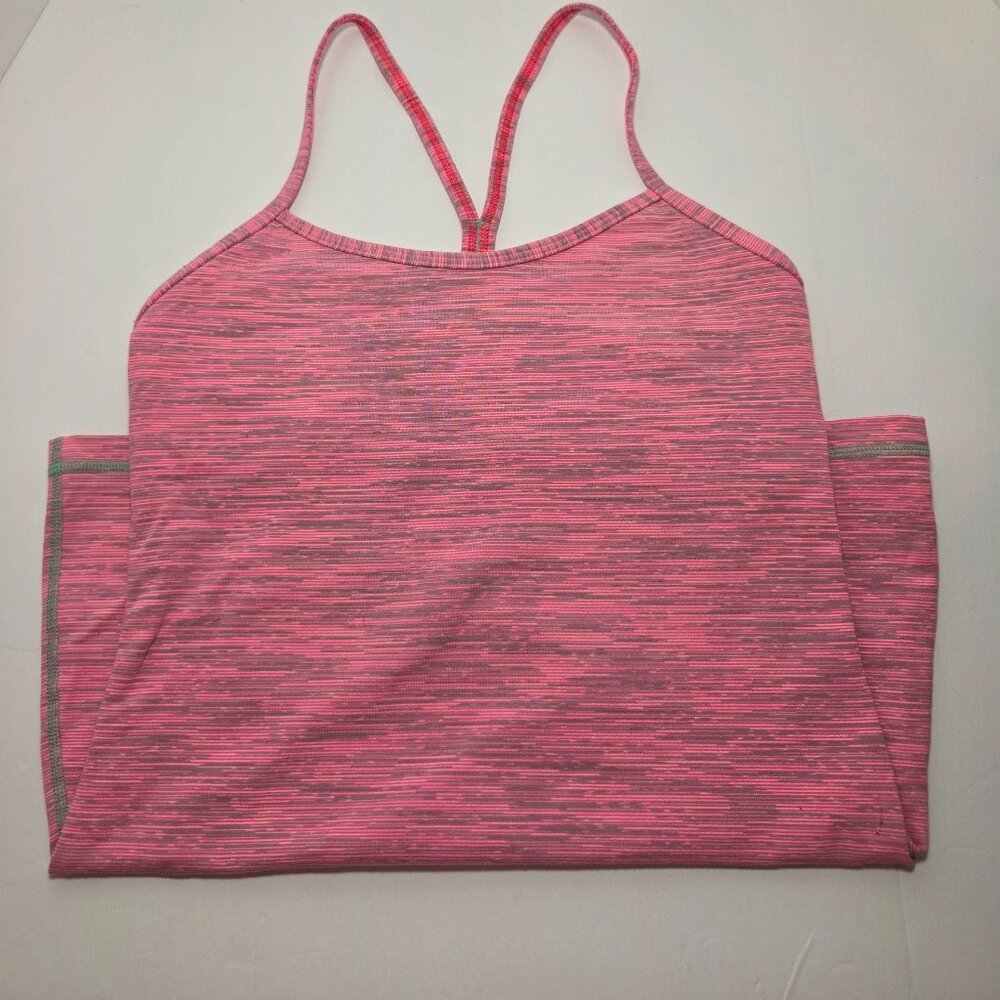 Lululemon Power Y Heathered Pink Racerback Tank w/ Built-In Bra - Picture 3 of 10
